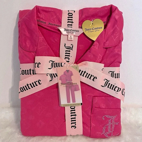 Juicy Couture 3 Piece Pink PJ Sleepwear Top, Pants & Shorts Set New Size XL - Picture 4 of 6